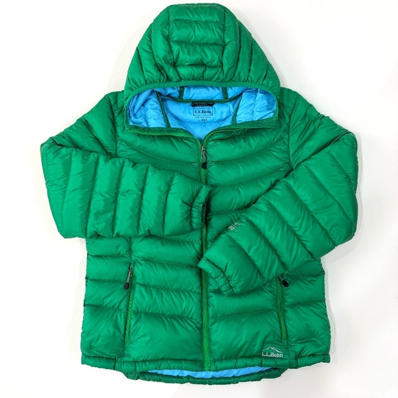 L.L. Bean Jackets & Blazers - L.L.Bean Hooded Down Jacket 850 Fill Ultralight Green Petite L